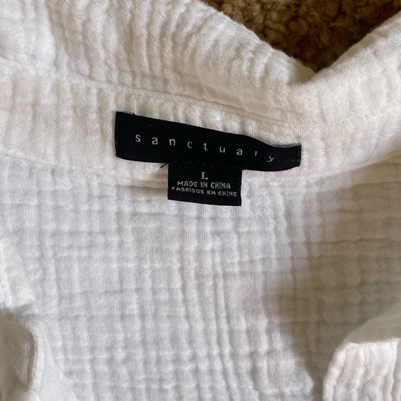 Women’s Large Sanctuary White Gauze Cotton High Low Top Neutral Contemporary - Picture 4 of 9